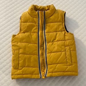 Gymboree Boys Puffer Vest. Yellow with blue lining. Size 18-24 months.